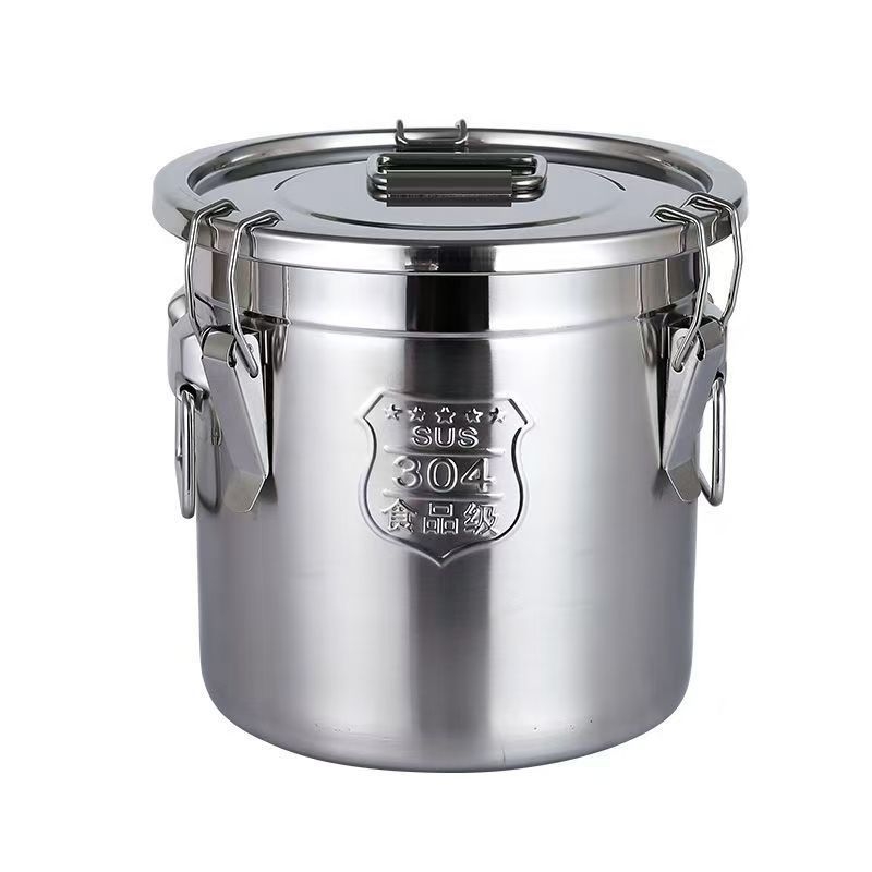 Recipient metalic sigilat pentru depozitarea orezului, cu capac, rezistent la umezeală și insecte, capacitate mare