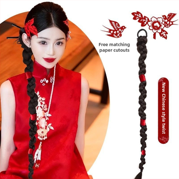 Perika s Hemp Flower pletenicom, kosa od termički otpornog svile, tkanina