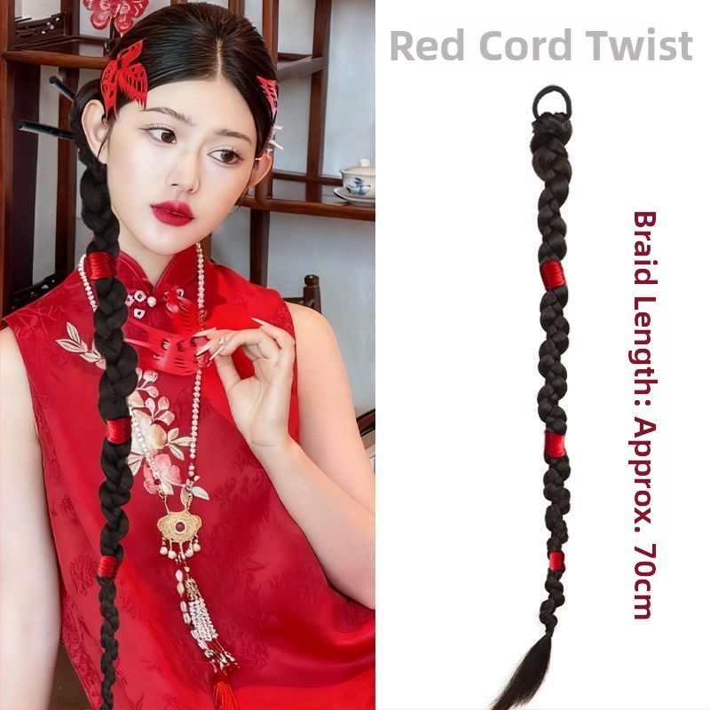 Perika s Hemp Flower pletenicom, kosa od termički otpornog svile, tkanina