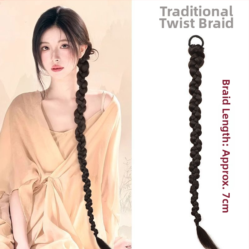 Perika s Hemp Flower pletenicom, kosa od termički otpornog svile, tkanina