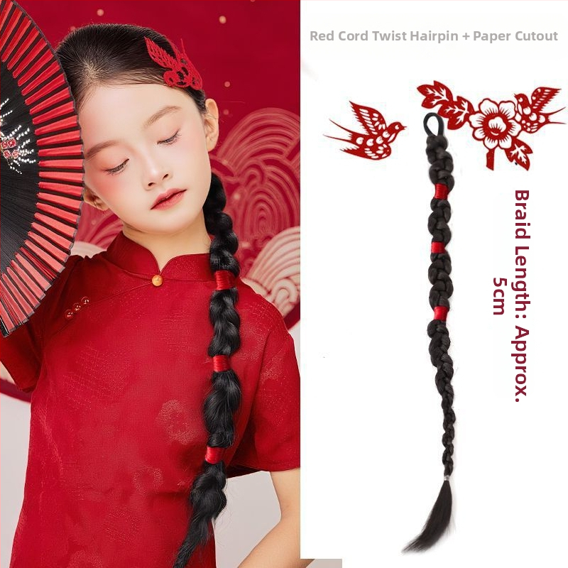 Perika s Hemp Flower pletenicom, kosa od termički otpornog svile, tkanina