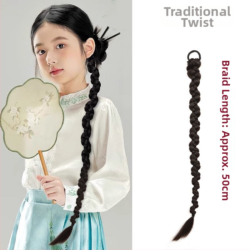 Perika s Hemp Flower pletenicom, kosa od termički otpornog svile, tkanina