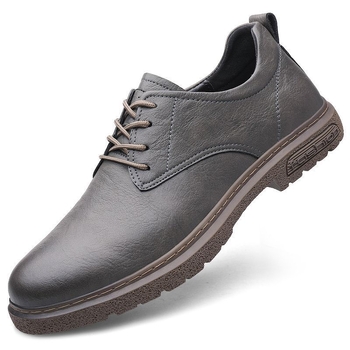 Ghete de muncă bărbați, stil englezesc, talpă groasă; respirabile, ușoare, antialunecare; partea superioară din piele de vițel de nivel secundar, branț din latex