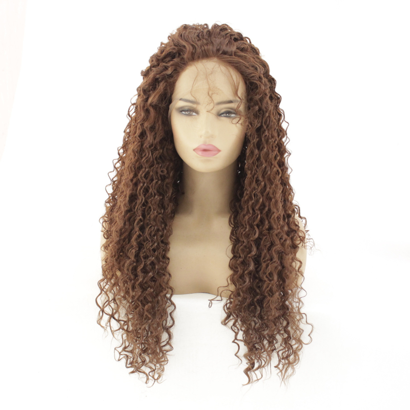 Duga kovrčava perika s dugim bangs za žene, ljudska kosa, kapica s mehaničkom konstrukcijom, stil zvijezda