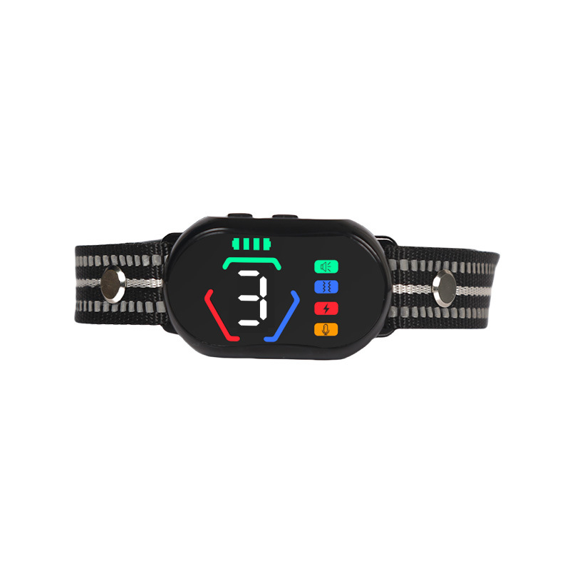 Ao xiaoqi Автоматичен нашийник против лаене с електрошок, цветен дисплей и функция за самостоятелно обучение на кучета