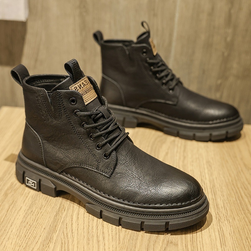 Muške Martin čizme, britanski stil, gornji dio od mikrovlakana, PU uložak, gumeni đon, nizak peta 1–3 cm