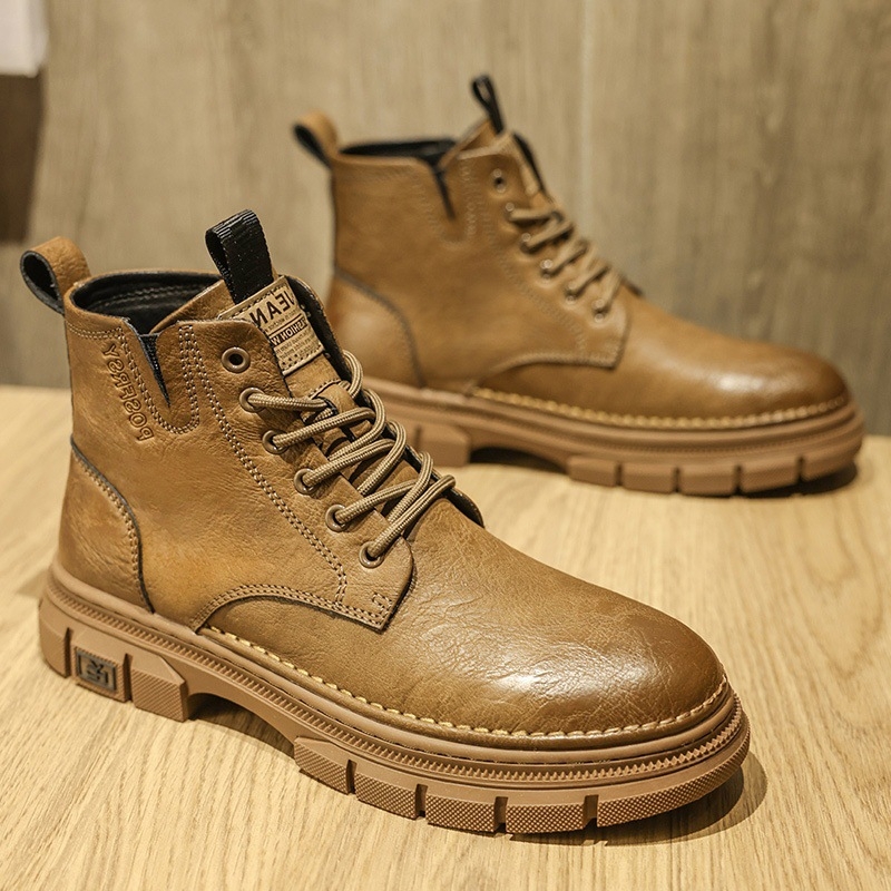 Muške Martin čizme, britanski stil, gornji dio od mikrovlakana, PU uložak, gumeni đon, nizak peta 1–3 cm