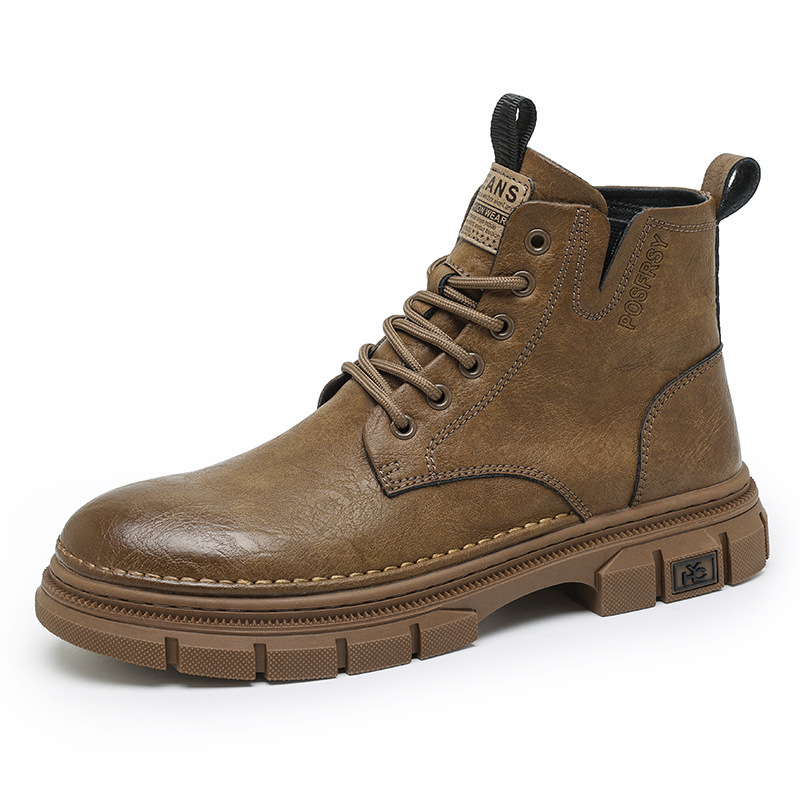 Muške Martin čizme, britanski stil, gornji dio od mikrovlakana, PU uložak, gumeni đon, nizak peta 1–3 cm