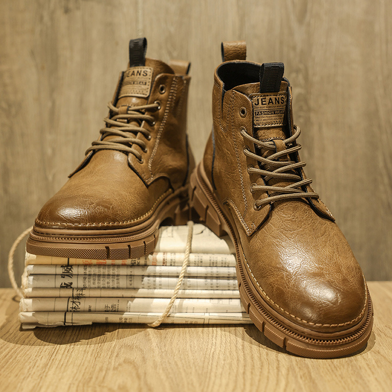 Muške Martin čizme, britanski stil, gornji dio od mikrovlakana, PU uložak, gumeni đon, nizak peta 1–3 cm