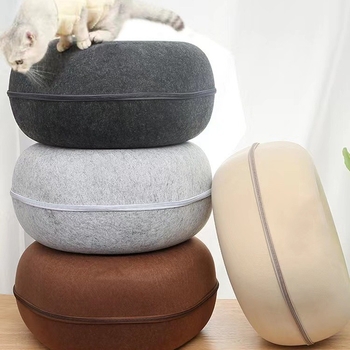 Платнено котешко гнездо с тунел – уютно гнездо за котки (Гнезда за домашни любимци)