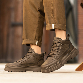 Мъжки ботуши Мартън, горна част микрофибър кожа, гумена подметка, кръгъл нос, среден ток 3–5 см, мрежеста подплата