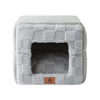 Котешко гнездо с полузатворен дизайн, топло и уютно за вътрешна употреба (материал: полиестер; функция: поддържа топлината; употреба: вътрешна; подходящо за: котки)