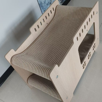 Дървено котешко гнездо с висяща лежанка – четири сезона, дишащо и топло, за вътрешна и външна употреба