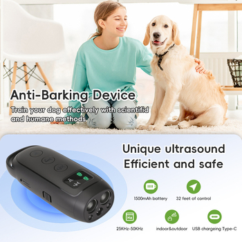 ултразвуково устройство за дресировка на кучета и против лаене, ABS, преносимо външно фенерче