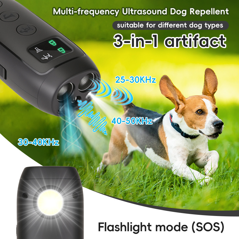 ултразвуково устройство за дресировка на кучета и против лаене, ABS, преносимо външно фенерче