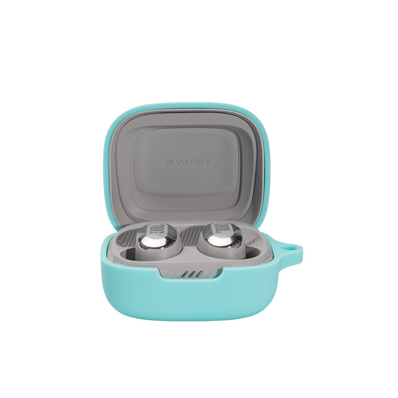Szilikon védőtok Bluetooth fülhallgatókhoz – ütésálló, domborított felület, hordozható és univerzális, kompatibilis JBL Live Free 2