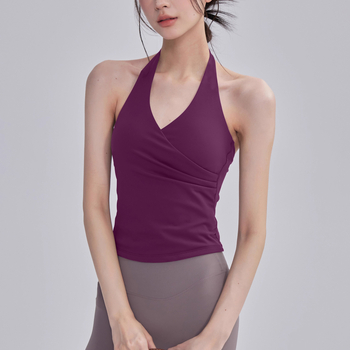 Haltersko joga top s jastučićem za dojke, brzo sušeća najlon smjesa, puni košarica, srednji oblik kalupa, fiksne dvostruke naramenice