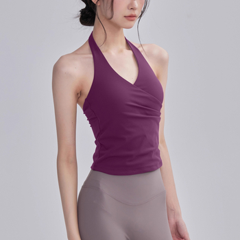 Haltersko joga top s jastučićem za dojke, brzo sušeća najlon smjesa, puni košarica, srednji oblik kalupa, fiksne dvostruke naramenice