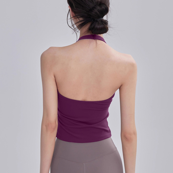 Haltersko joga top s jastučićem za dojke, brzo sušeća najlon smjesa, puni košarica, srednji oblik kalupa, fiksne dvostruke naramenice