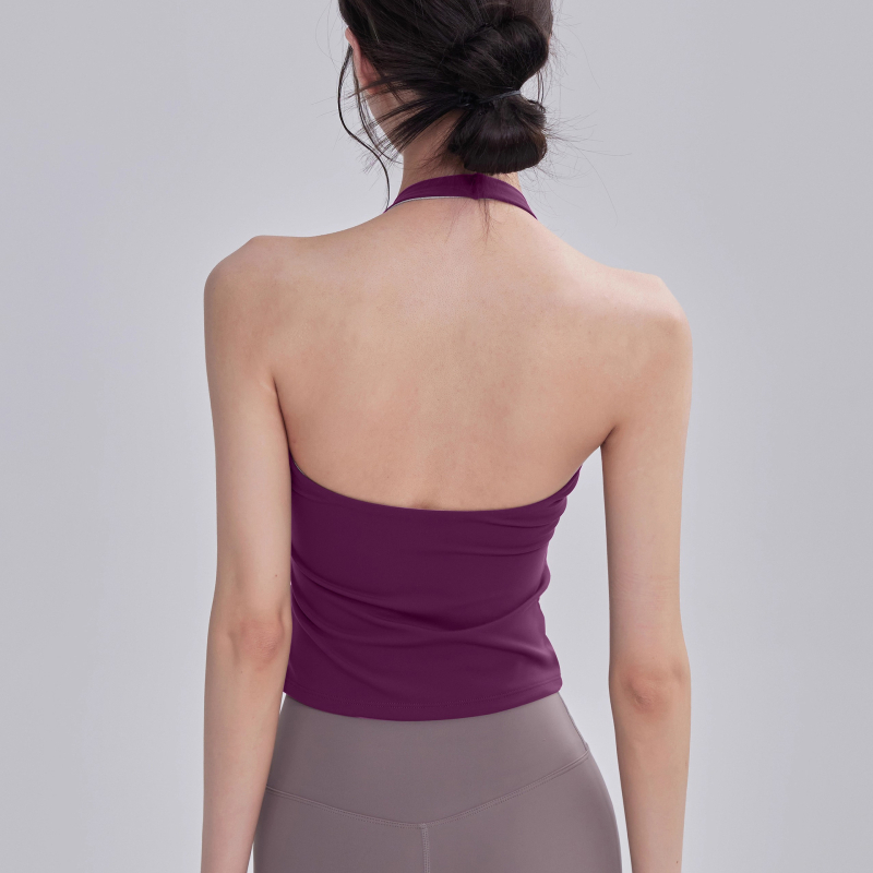 Haltersko joga top s jastučićem za dojke, brzo sušeća najlon smjesa, puni košarica, srednji oblik kalupa, fiksne dvostruke naramenice