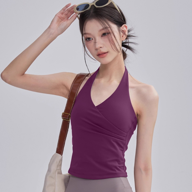 Haltersko joga top s jastučićem za dojke, brzo sušeća najlon smjesa, puni košarica, srednji oblik kalupa, fiksne dvostruke naramenice