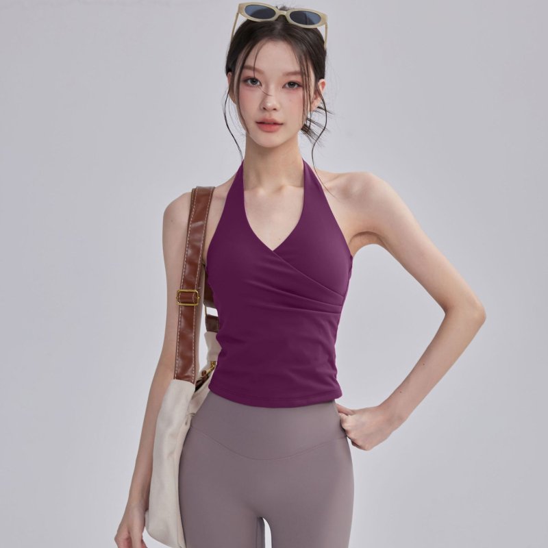 Haltersko joga top s jastučićem za dojke, brzo sušeća najlon smjesa, puni košarica, srednji oblik kalupa, fiksne dvostruke naramenice