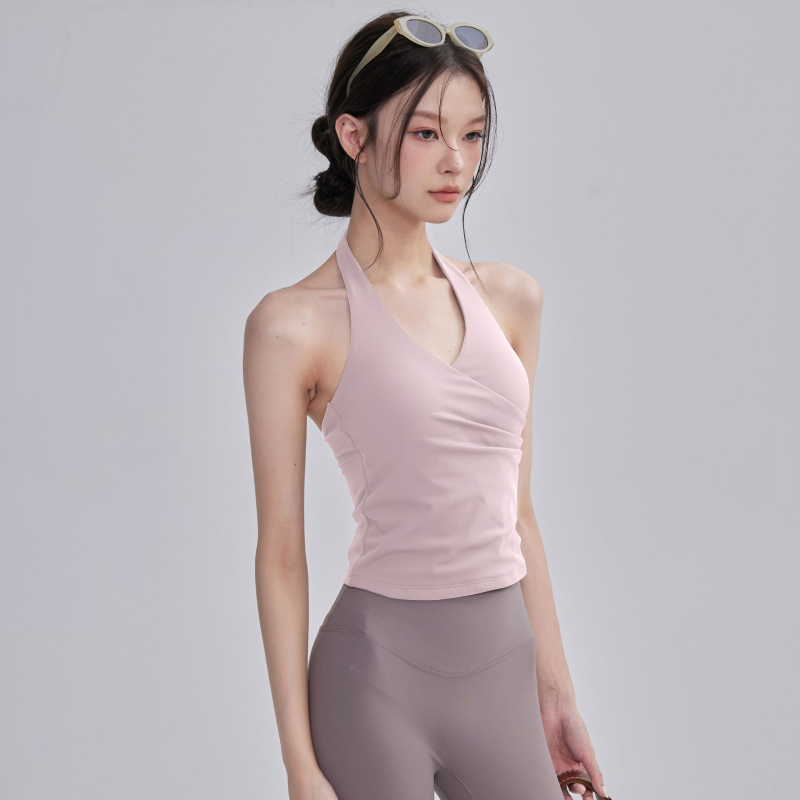 Haltersko joga top s jastučićem za dojke, brzo sušeća najlon smjesa, puni košarica, srednji oblik kalupa, fiksne dvostruke naramenice