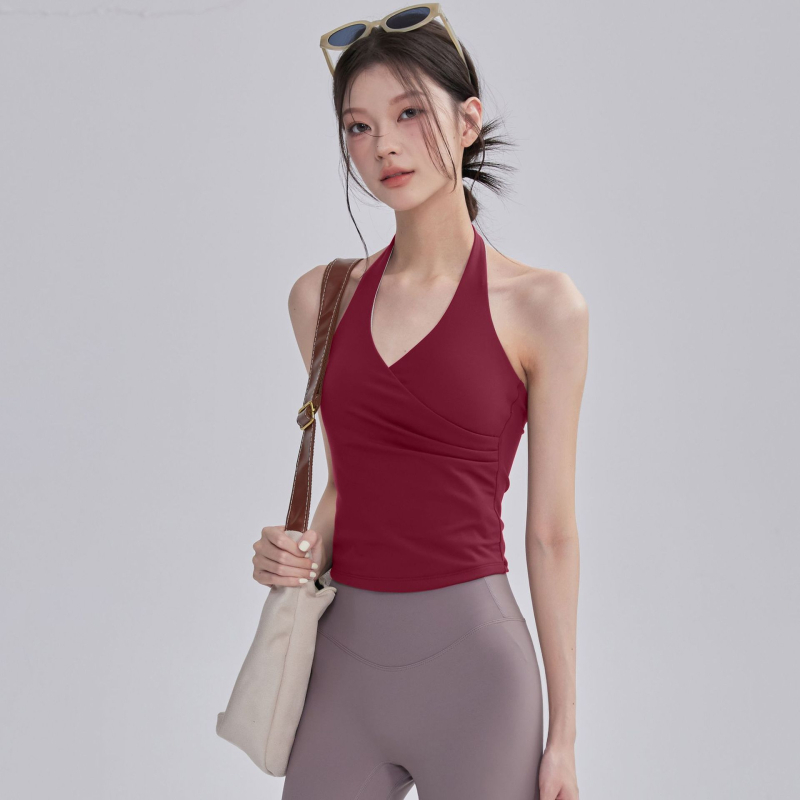 Haltersko joga top s jastučićem za dojke, brzo sušeća najlon smjesa, puni košarica, srednji oblik kalupa, fiksne dvostruke naramenice