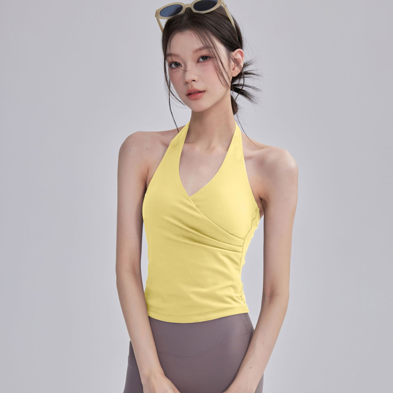 Haltersko joga top s jastučićem za dojke, brzo sušeća najlon smjesa, puni košarica, srednji oblik kalupa, fiksne dvostruke naramenice