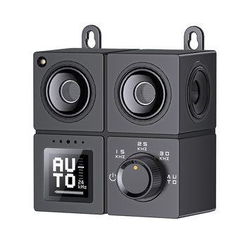 4-главов ултразвуков уред против лаене на кучета за вътрешна и външна употреба, с мигащ цветен екран — Марка Aipaiduo; Материал: пластмаса; Универсална съвместимост; Собствен бранд: Да