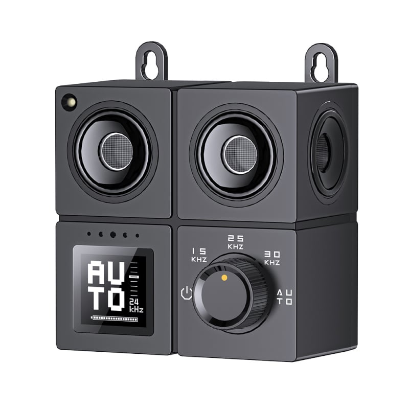 4-главов ултразвуков уред против лаене на кучета за вътрешна и външна употреба, с мигащ цветен екран — Марка Aipaiduo; Материал: пластмаса; Универсална съвместимост; Собствен бранд: Да