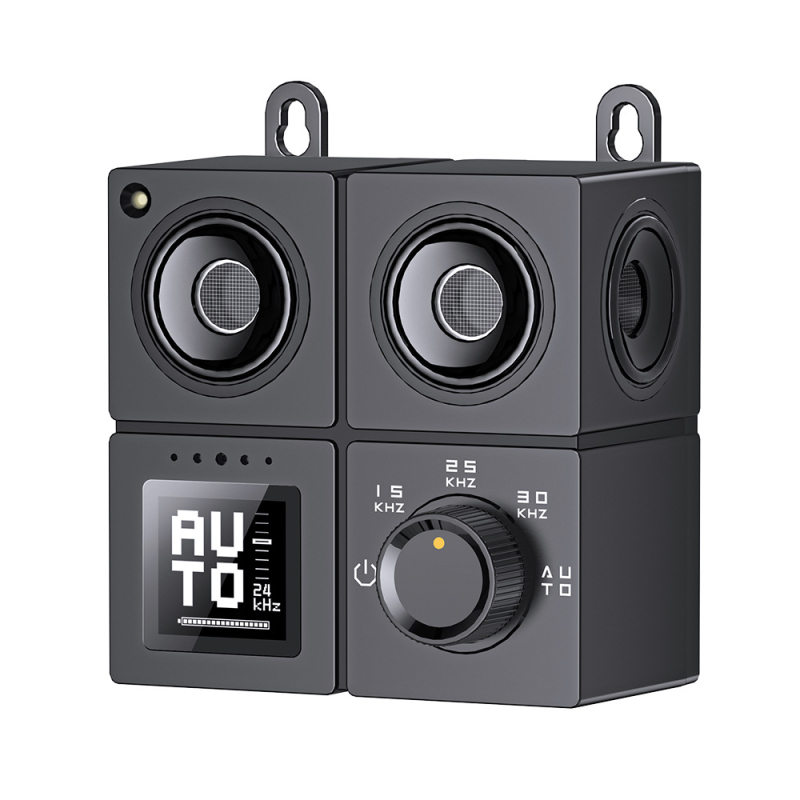 4-главов ултразвуков уред против лаене на кучета за вътрешна и външна употреба, с мигащ цветен екран — Марка Aipaiduo; Материал: пластмаса; Универсална съвместимост; Собствен бранд: Да