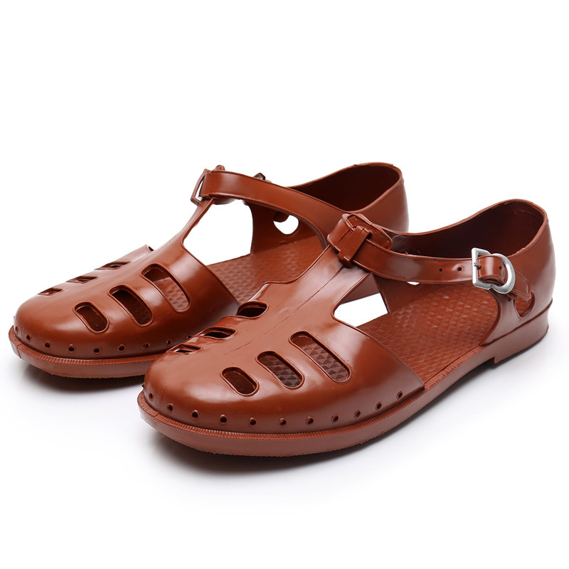 Muške sandale s kopčom, zatvoreni prst, prozračni PVC, rimski stil, retro dizajn