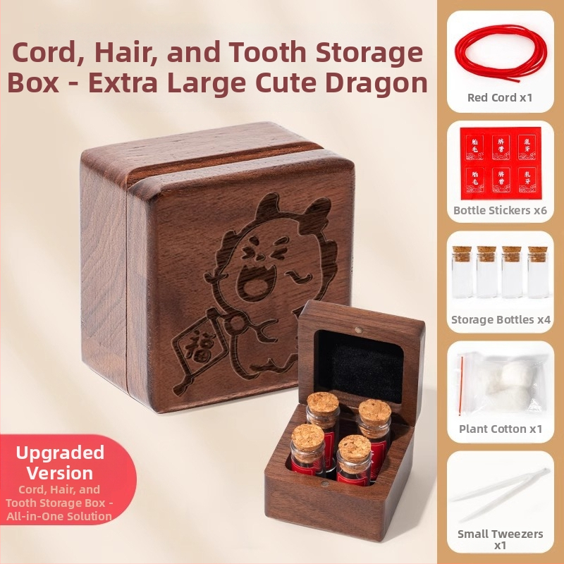 Drvena kutija za uspomene djeteta – pohranjivanje pupčane vrpce, očuvanje dlake ploda i mliječnih zuba, pogodna za novorođenčad do 3 godine