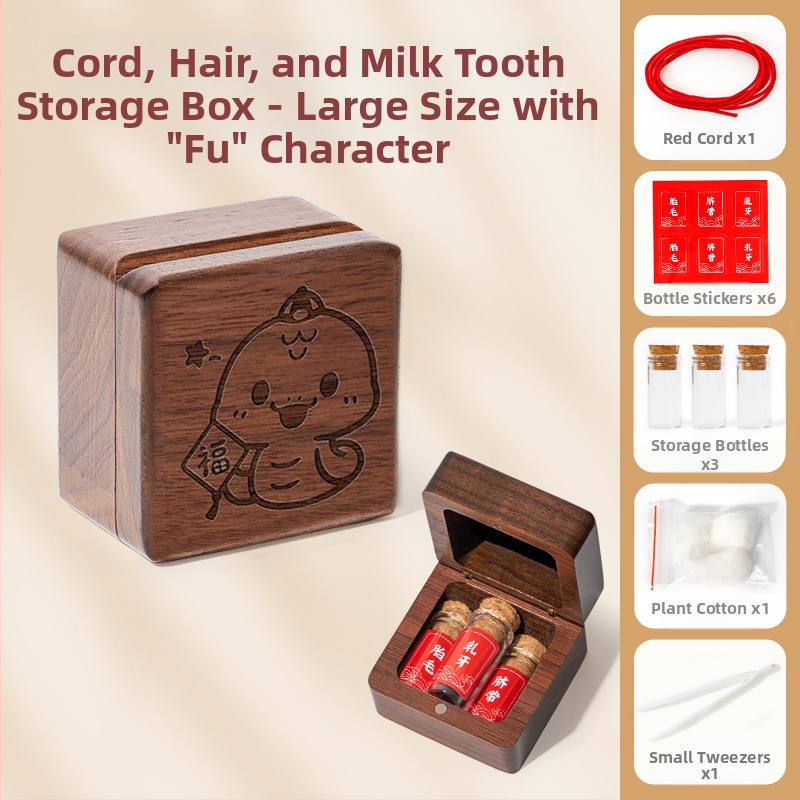 Drvena kutija za uspomene djeteta – pohranjivanje pupčane vrpce, očuvanje dlake ploda i mliječnih zuba, pogodna za novorođenčad do 3 godine