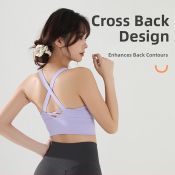 Ženski fitness grudnjak, jedinstveni sportski top s visokom podrškom, pune košarice s srednjim oblikovanjem, materijal najlon/spandeks, čvrste dvostruke naramenice, s umetnutim jastučićima.