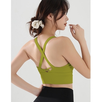 Ženski fitness grudnjak, jedinstveni sportski top s visokom podrškom, pune košarice s srednjim oblikovanjem, materijal najlon/spandeks, čvrste dvostruke naramenice, s umetnutim jastučićima.