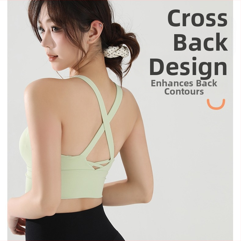Ženski fitness grudnjak, jedinstveni sportski top s visokom podrškom, pune košarice s srednjim oblikovanjem, materijal najlon/spandeks, čvrste dvostruke naramenice, s umetnutim jastučićima.