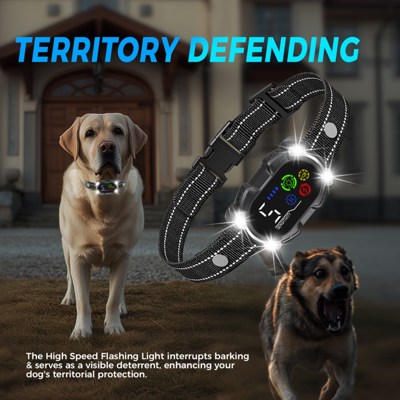 Colier anti-lătrare din plastic Smartpet cu bliț LED de înaltă intensitate pentru câini