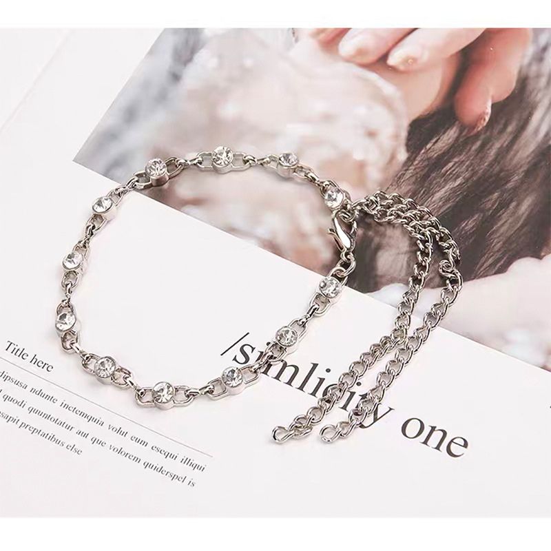 Rhinestone lanac za šnure za visoke potpetice — montaža bez alata, pričvrsna petlja, cijeli lanac, duljina 35 cm