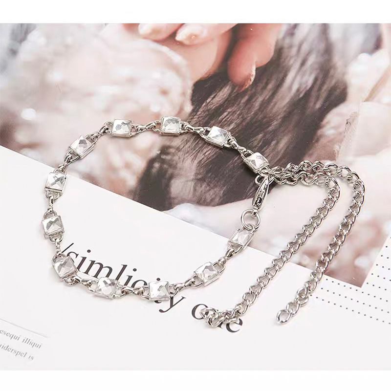 Rhinestone lanac za šnure za visoke potpetice — montaža bez alata, pričvrsna petlja, cijeli lanac, duljina 35 cm