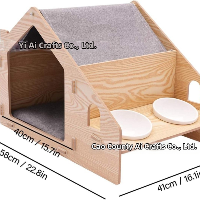 Drveno gnijezdo za mačke s odvojivim zatvorenim dizajnom i hranilom – za sve sezone