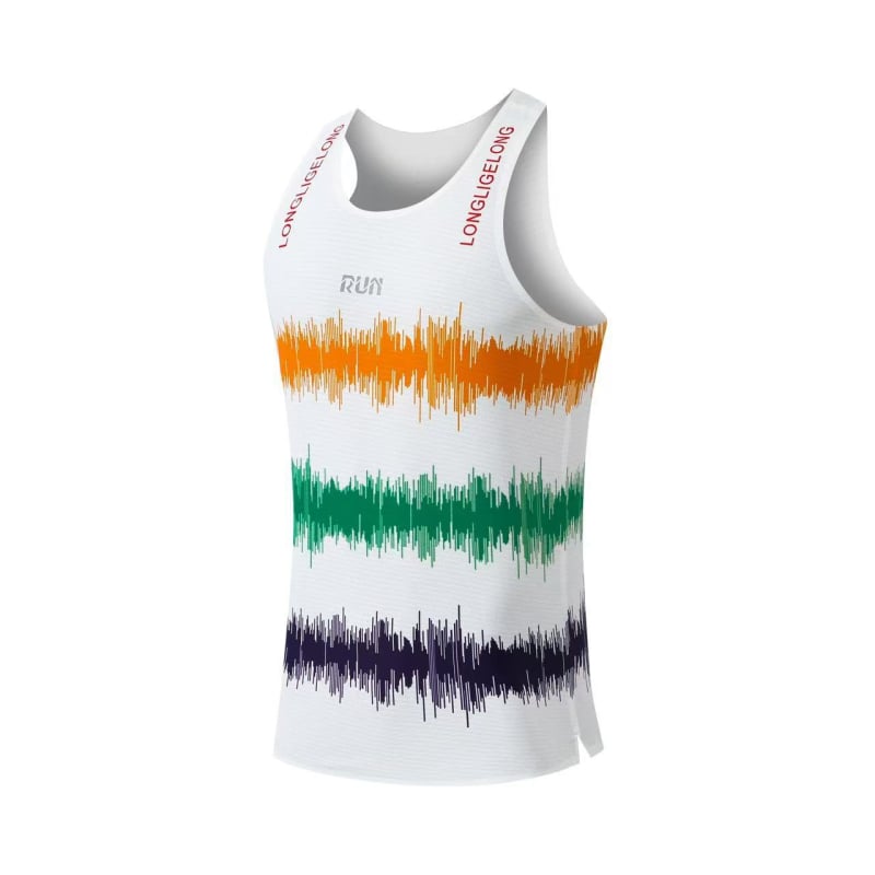 Unisex γιλέκο μαραθωνίου για τρέξιμο, ελαφρύ, απορροφά τον ιδρώτα, γρήγορο στέγνωμα, με ρίγες, 100% πολυεστέρα