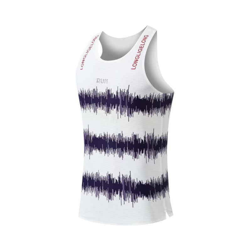 Unisex γιλέκο μαραθωνίου για τρέξιμο, ελαφρύ, απορροφά τον ιδρώτα, γρήγορο στέγνωμα, με ρίγες, 100% πολυεστέρα