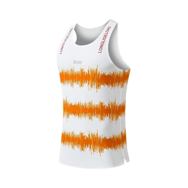 Unisex γιλέκο μαραθωνίου για τρέξιμο, ελαφρύ, απορροφά τον ιδρώτα, γρήγορο στέγνωμα, με ρίγες, 100% πολυεστέρα