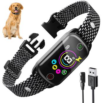 Kutyadresztáló nyakörv - anti ugatás elektromos sokk funkcióval, poliészter pánt, univerzális illeszkedés