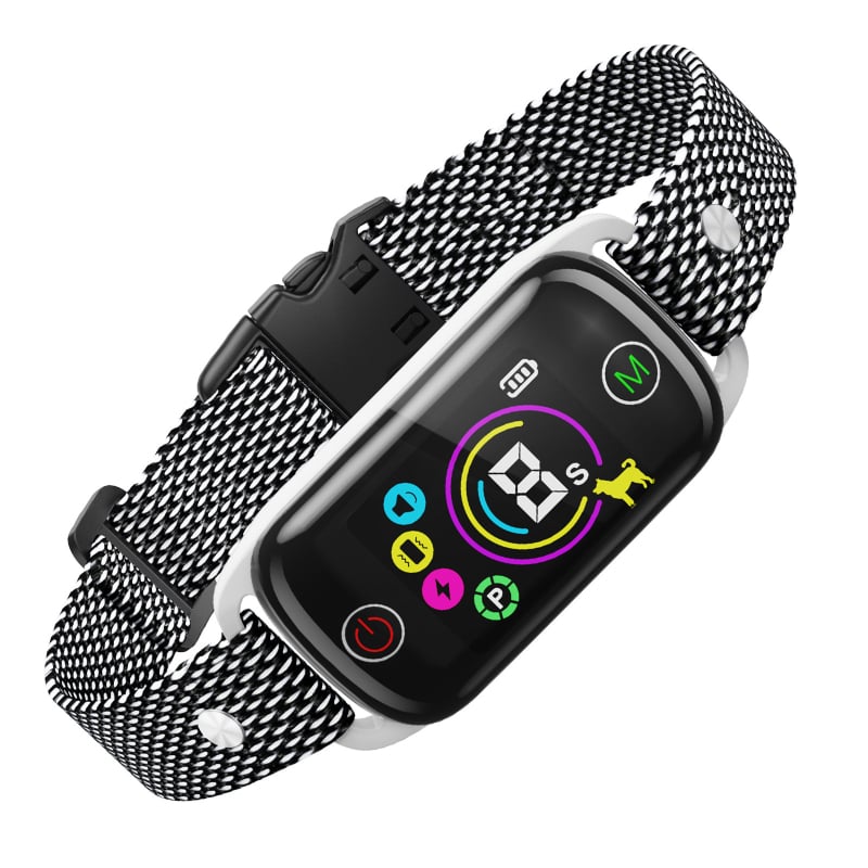 Kutyadresztáló nyakörv - anti ugatás elektromos sokk funkcióval, poliészter pánt, univerzális illeszkedés