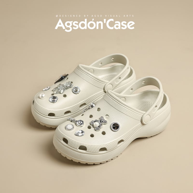 Cloguri femei cu talpă groasă EVA, partea superioară EVA, interior EVA, vârf rotund, brand Agsdon/August Lionden, vară 2025