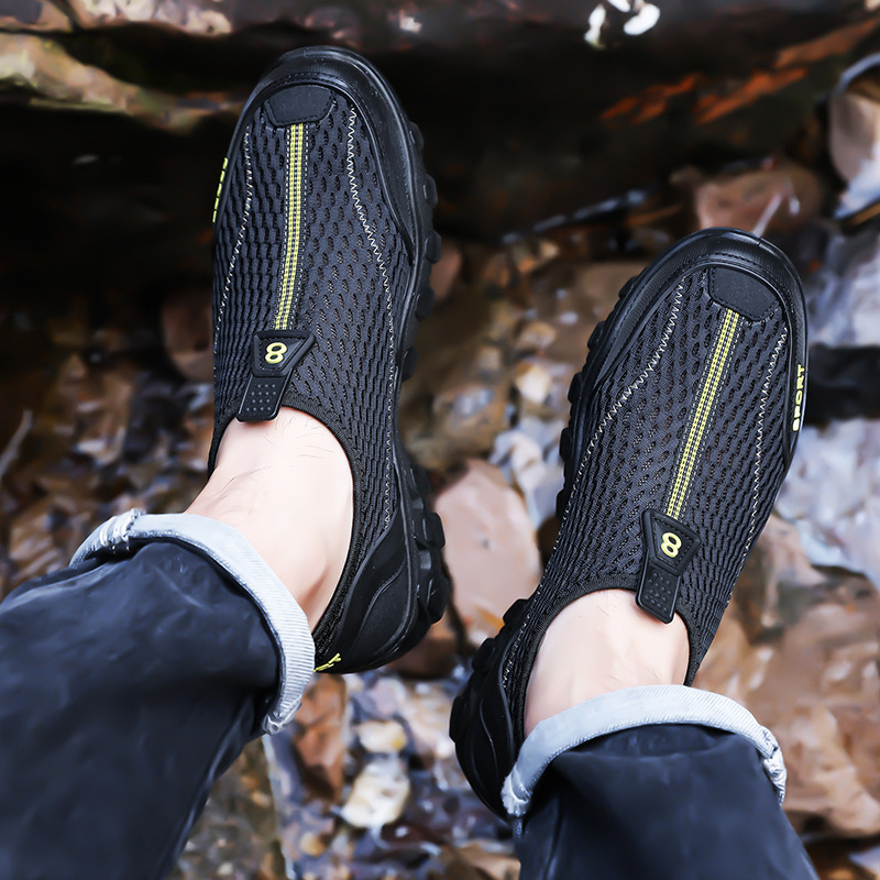 Muške ljetne sandale s prozračnom mrežicom – slip-on, PU đon, okrugli nos