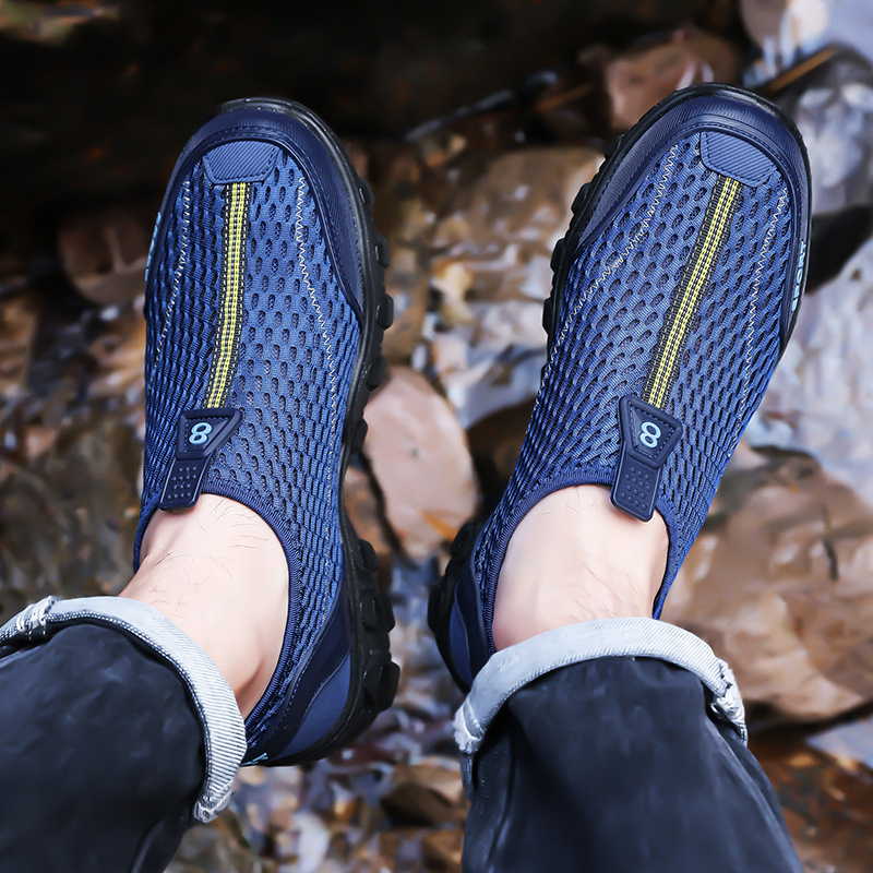 Muške ljetne sandale s prozračnom mrežicom – slip-on, PU đon, okrugli nos